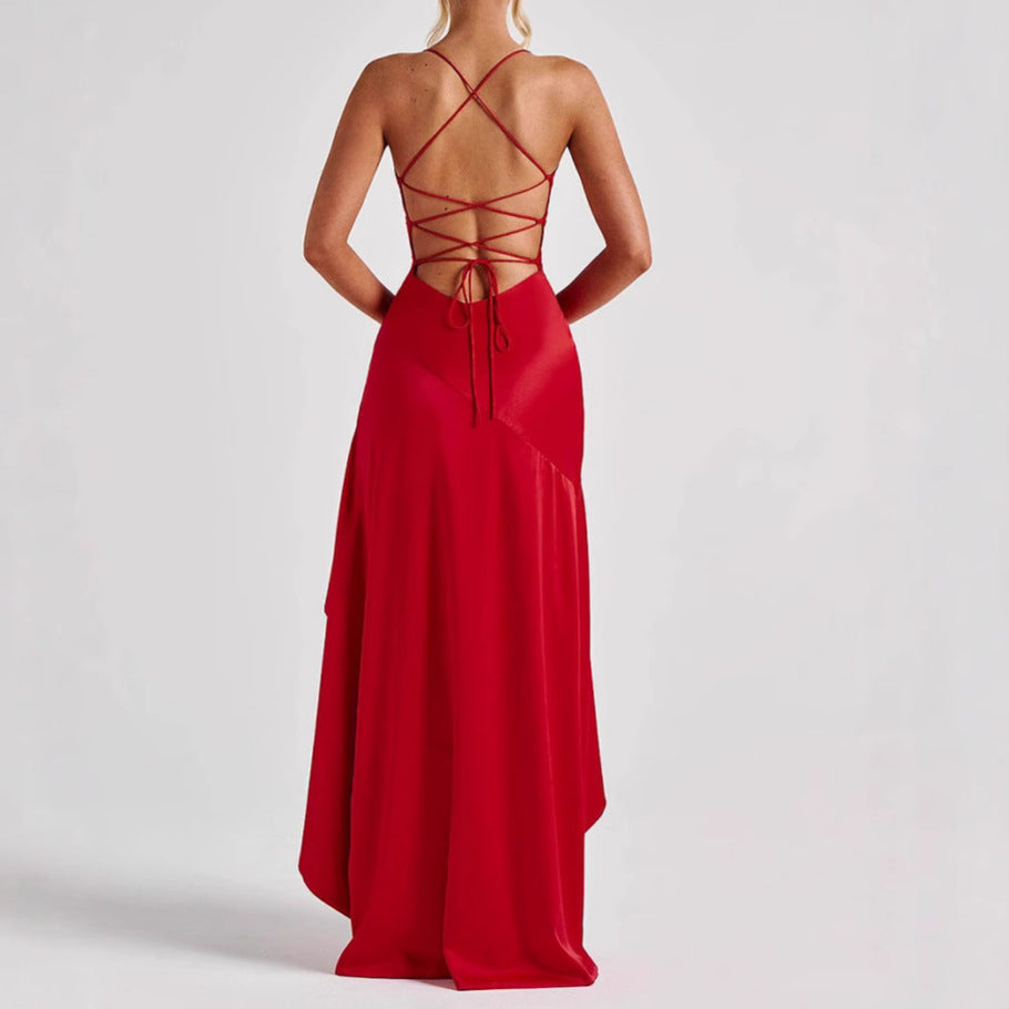 Backless Ruffle Maxi