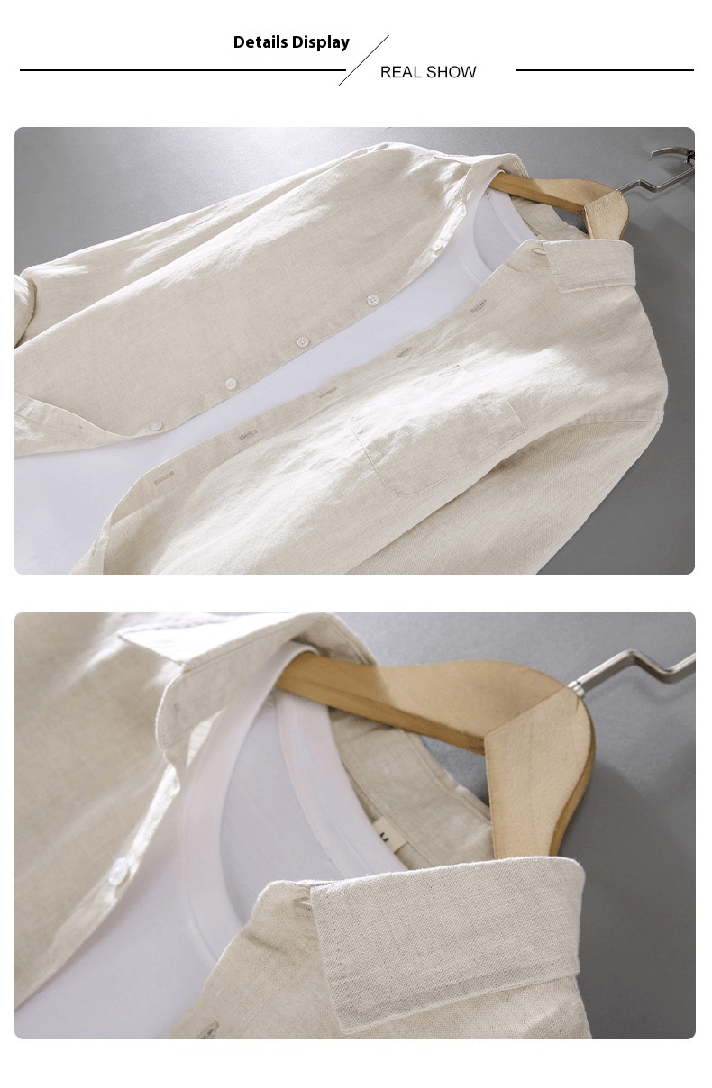 Linen Shirt Men's Long Sleeve Loose Thin Casual