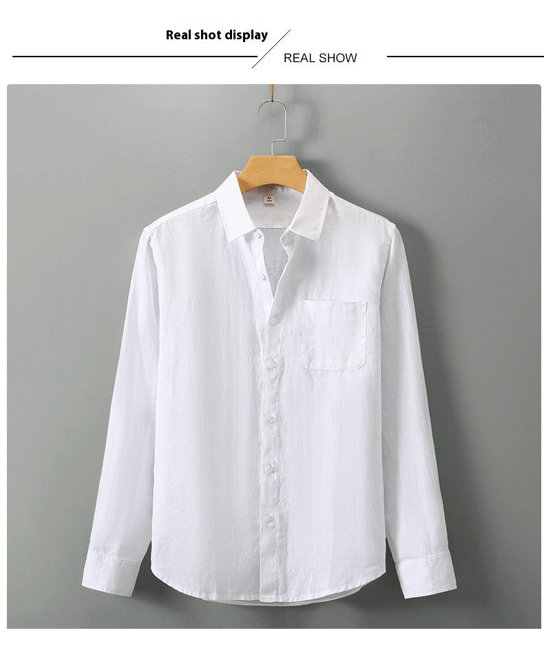 Linen Shirt Men's Long Sleeve Loose Thin Casual
