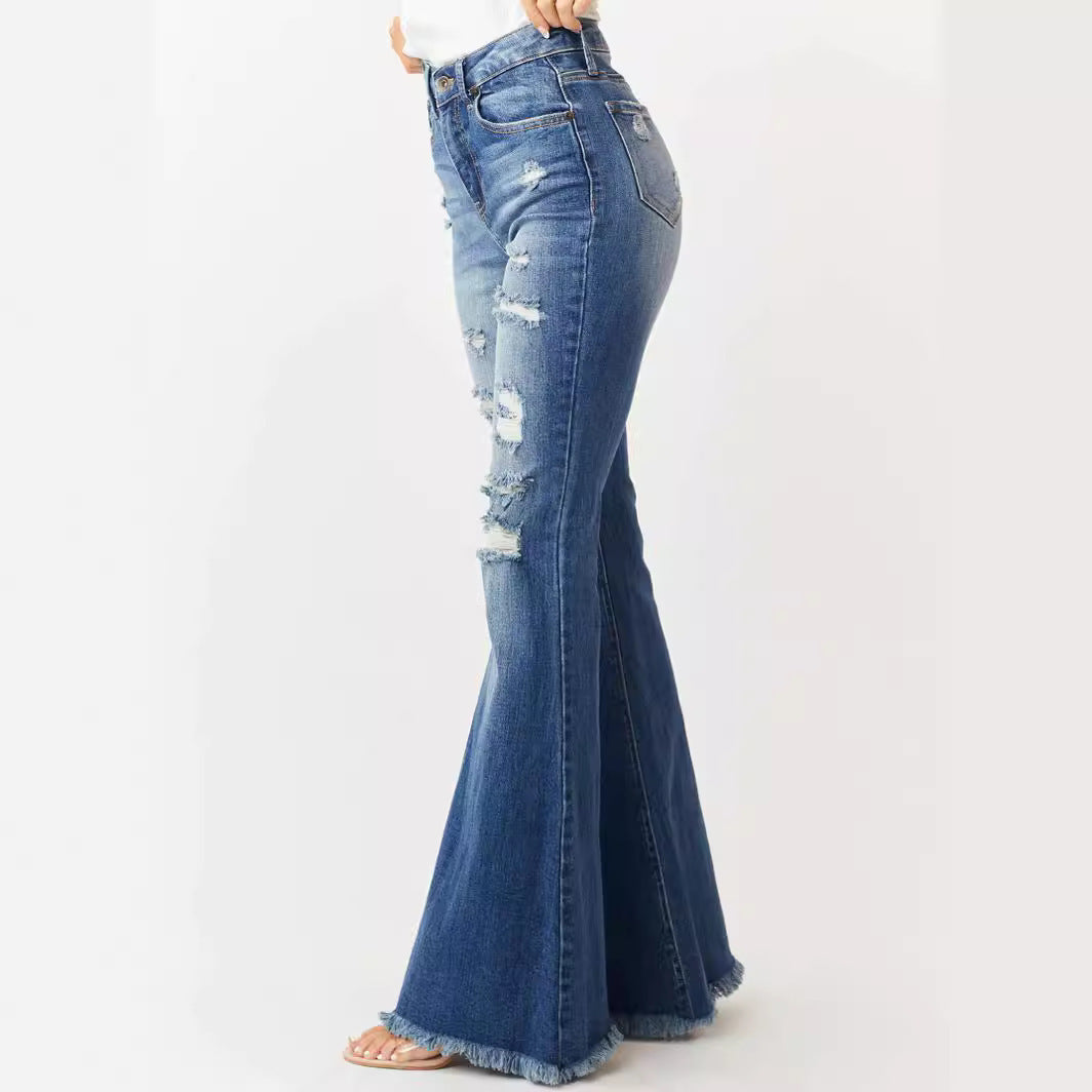 Retro Stretch Bell-Bottom Jeans