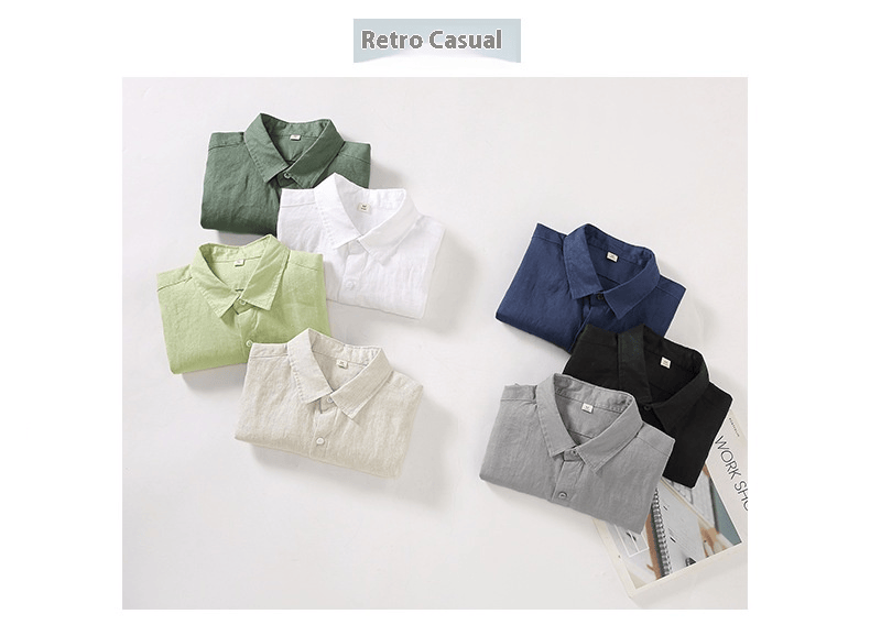 Linen Shirt Men's Long Sleeve Loose Thin Casual