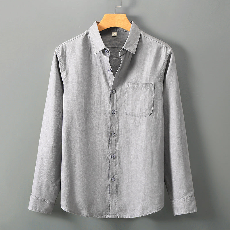 Linen Shirt Men's Long Sleeve Loose Thin Casual