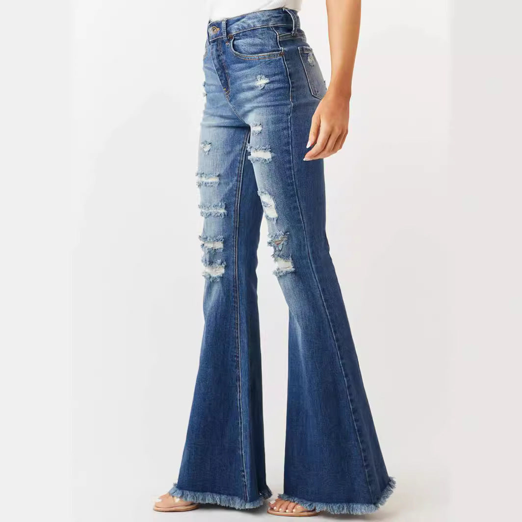Retro Stretch Bell-Bottom Jeans