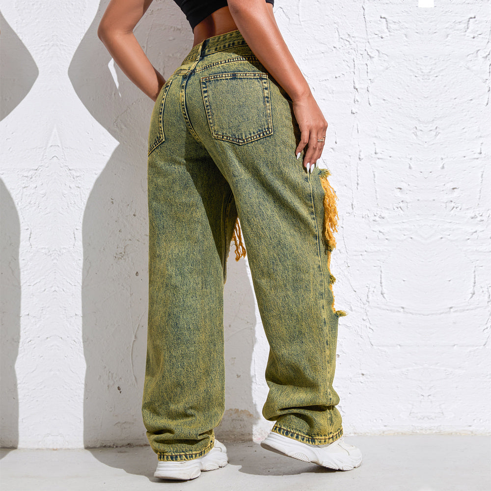 Light-Wash High-Rise Wide-Leg Jeans