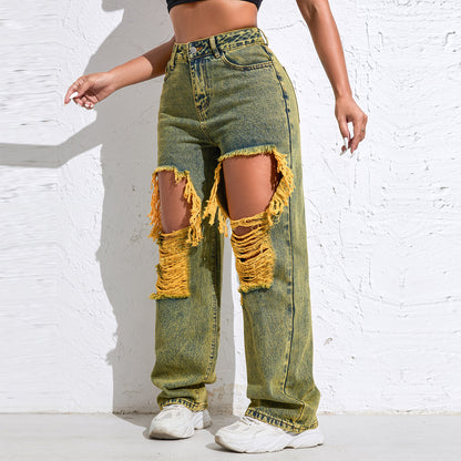 Light-Wash High-Rise Wide-Leg Jeans