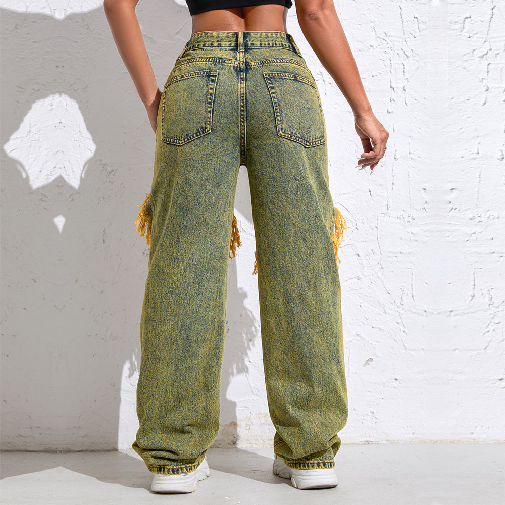 Light-Wash High-Rise Wide-Leg Jeans