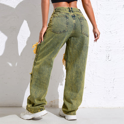 Light-Wash High-Rise Wide-Leg Jeans