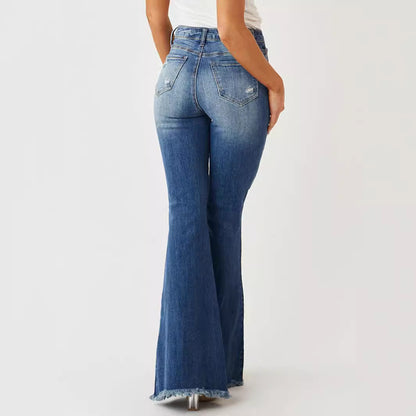 Retro Stretch Bell-Bottom Jeans