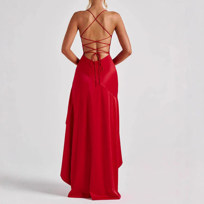 Backless Ruffle Maxi