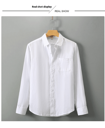 Linen Shirt Men's Long Sleeve Loose Thin Casual