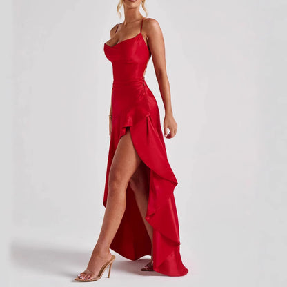 Backless Ruffle Maxi