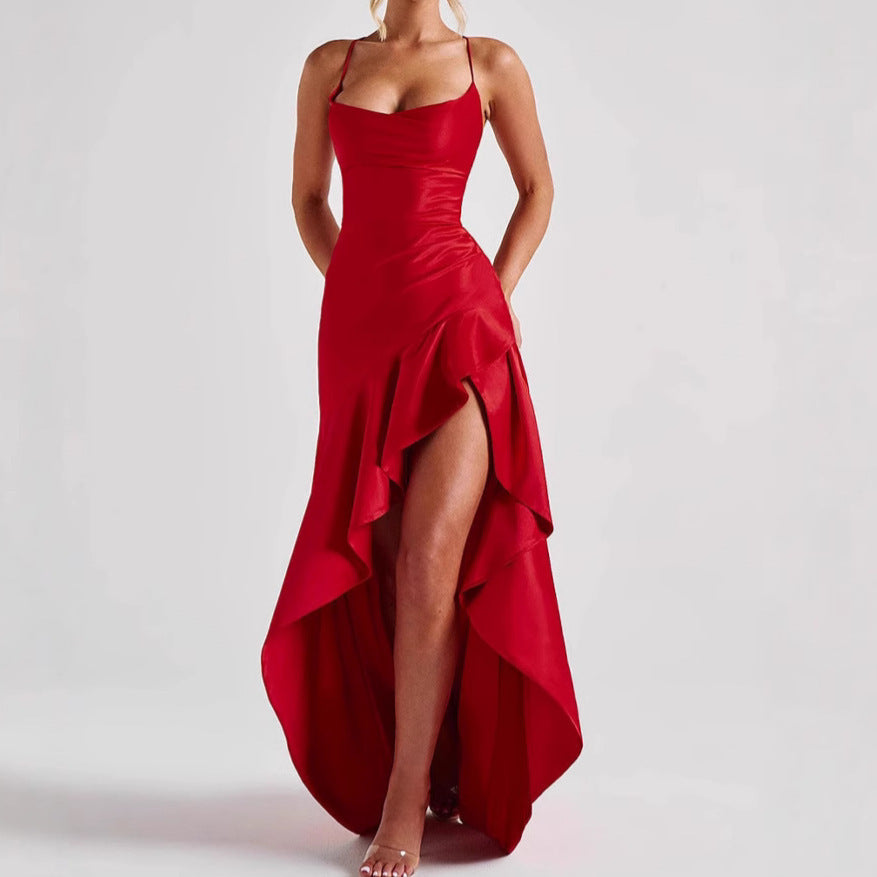 Backless Ruffle Maxi