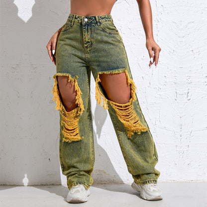 Light-Wash High-Rise Wide-Leg Jeans
