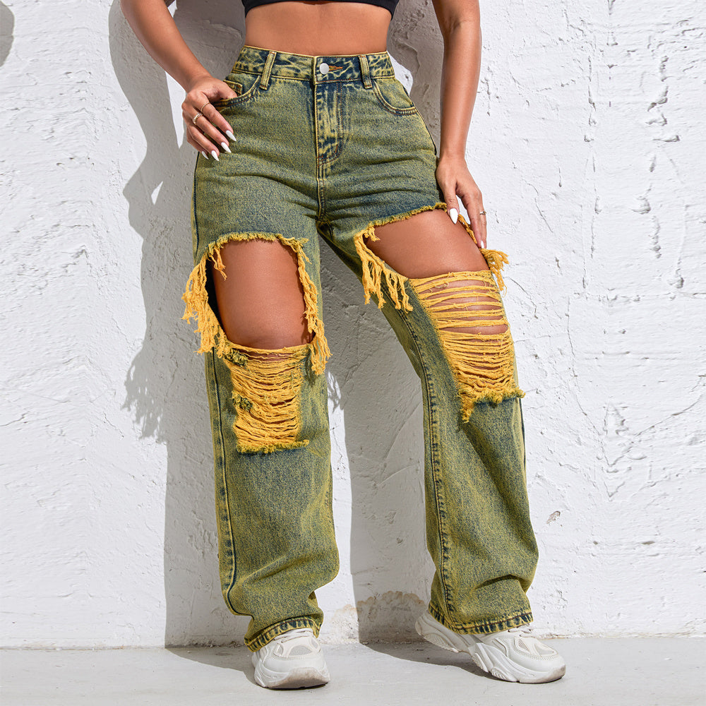 Light-Wash High-Rise Wide-Leg Jeans