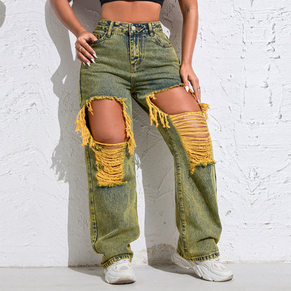 Light-Wash High-Rise Wide-Leg Jeans