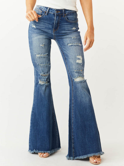 Retro Stretch Bell-Bottom Jeans