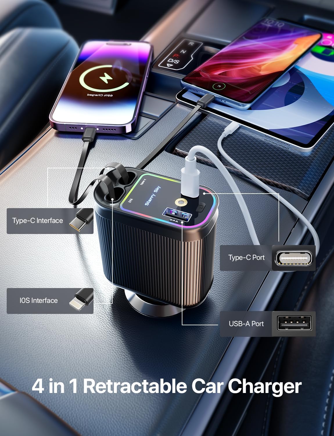 NightSky™ Retractable Fast‑Charge Car Adapter