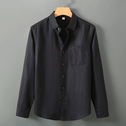 Linen Shirt Men's Long Sleeve Loose Thin Casual