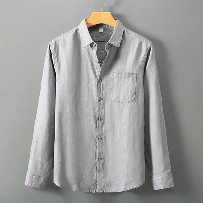 Linen Shirt Men's Long Sleeve Loose Thin Casual
