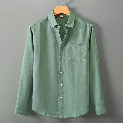 Linen Shirt Men's Long Sleeve Loose Thin Casual
