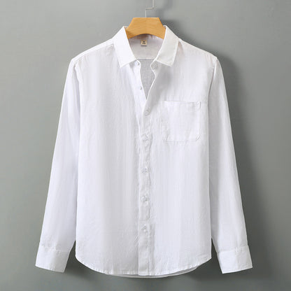 Linen Shirt Men's Long Sleeve Loose Thin Casual