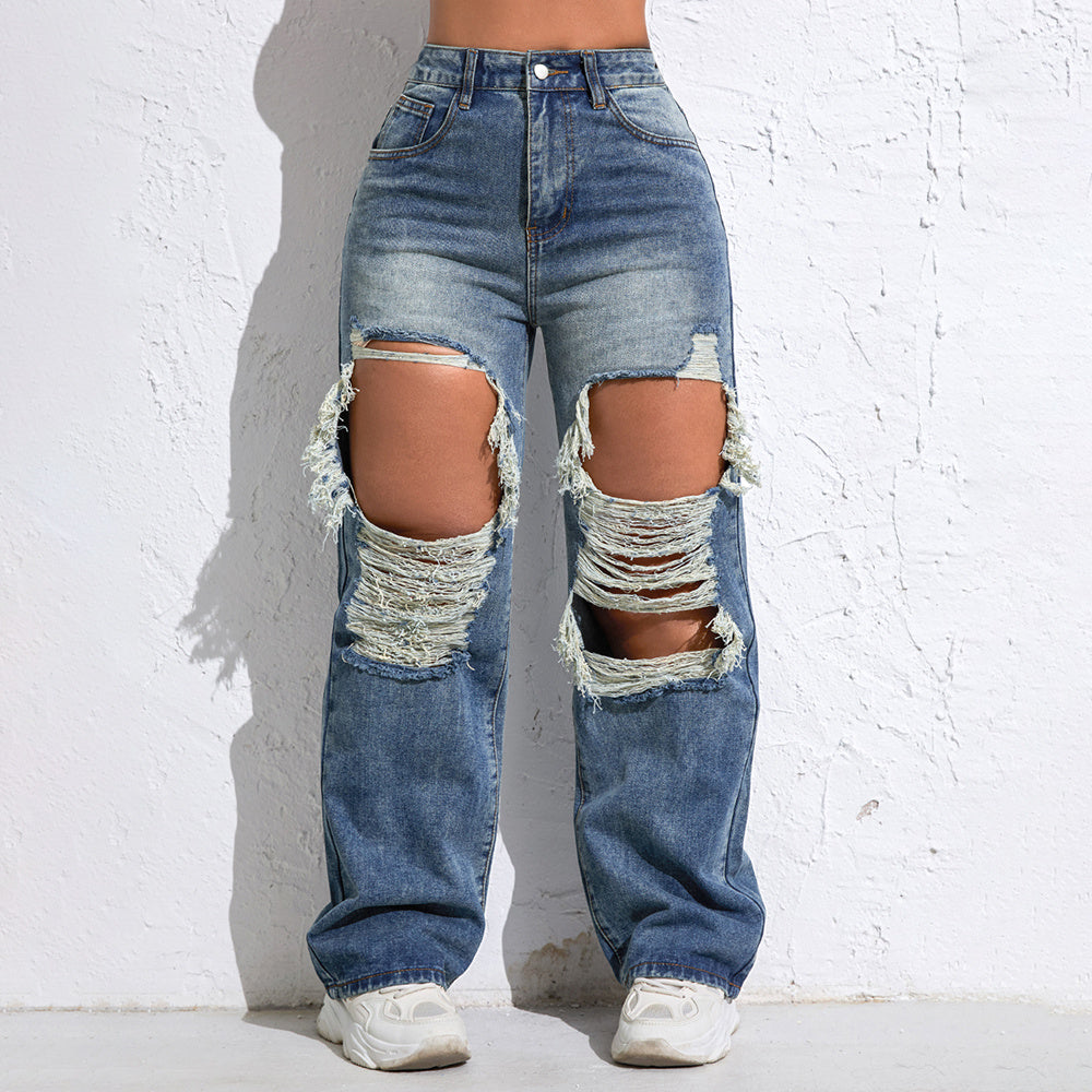 Light-Wash High-Rise Wide-Leg Jeans