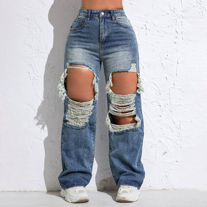 Light-Wash High-Rise Wide-Leg Jeans