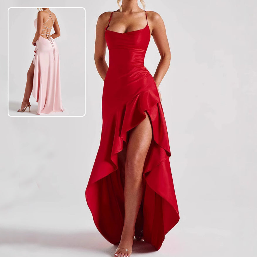 Backless Ruffle Maxi