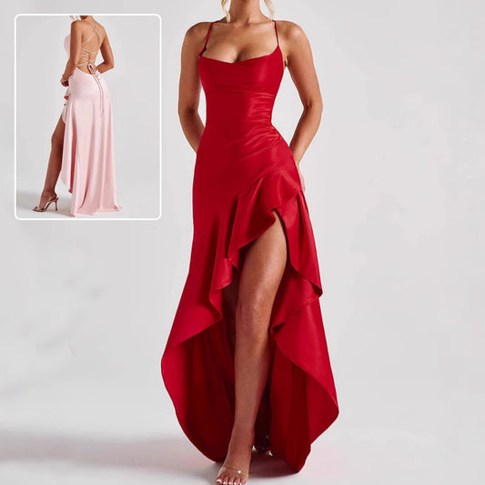 Backless Ruffle Maxi