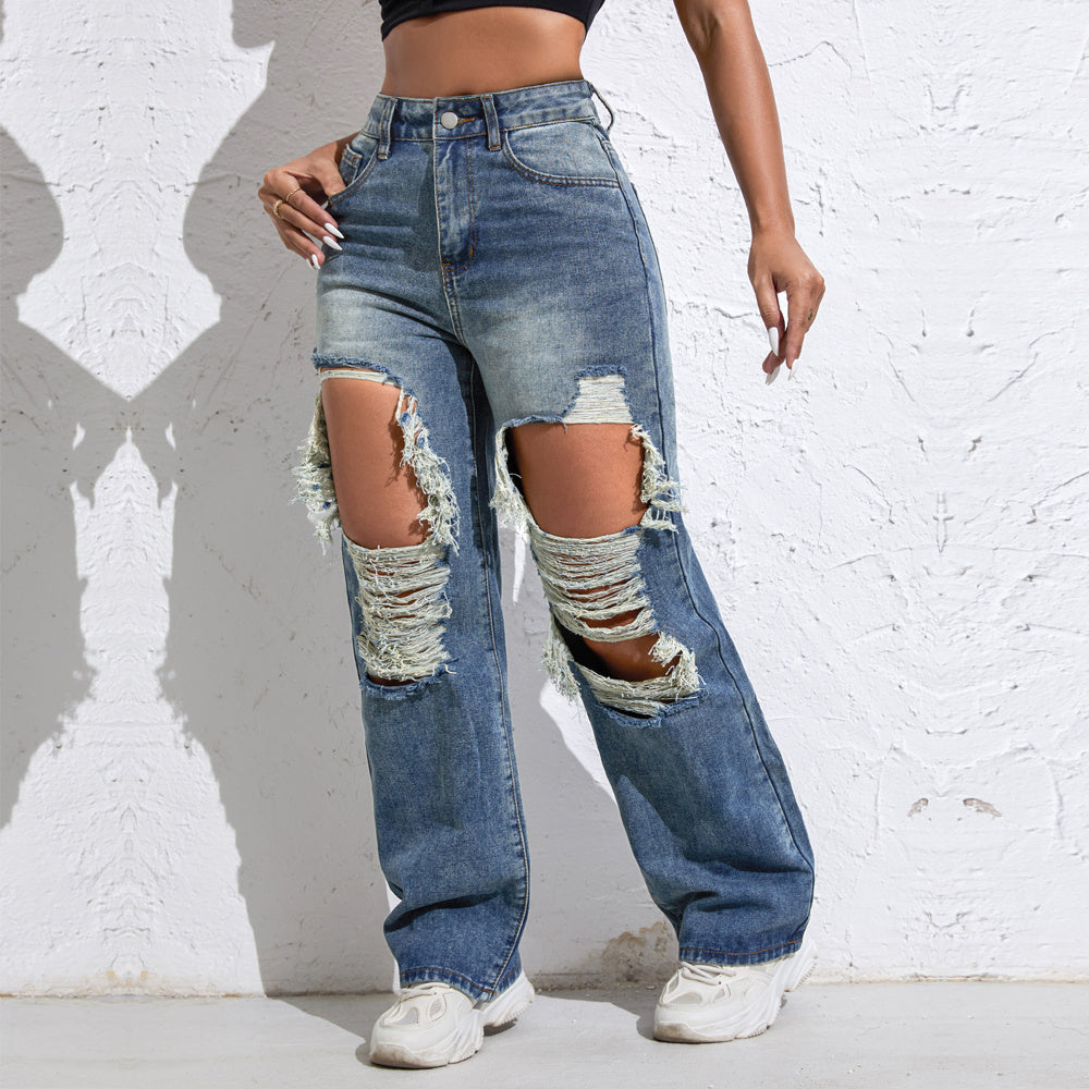 Light-Wash High-Rise Wide-Leg Jeans