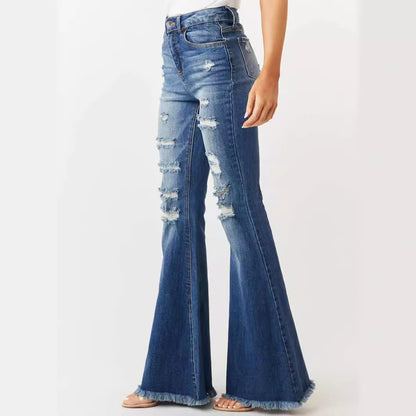 Retro Stretch Bell-Bottom Jeans