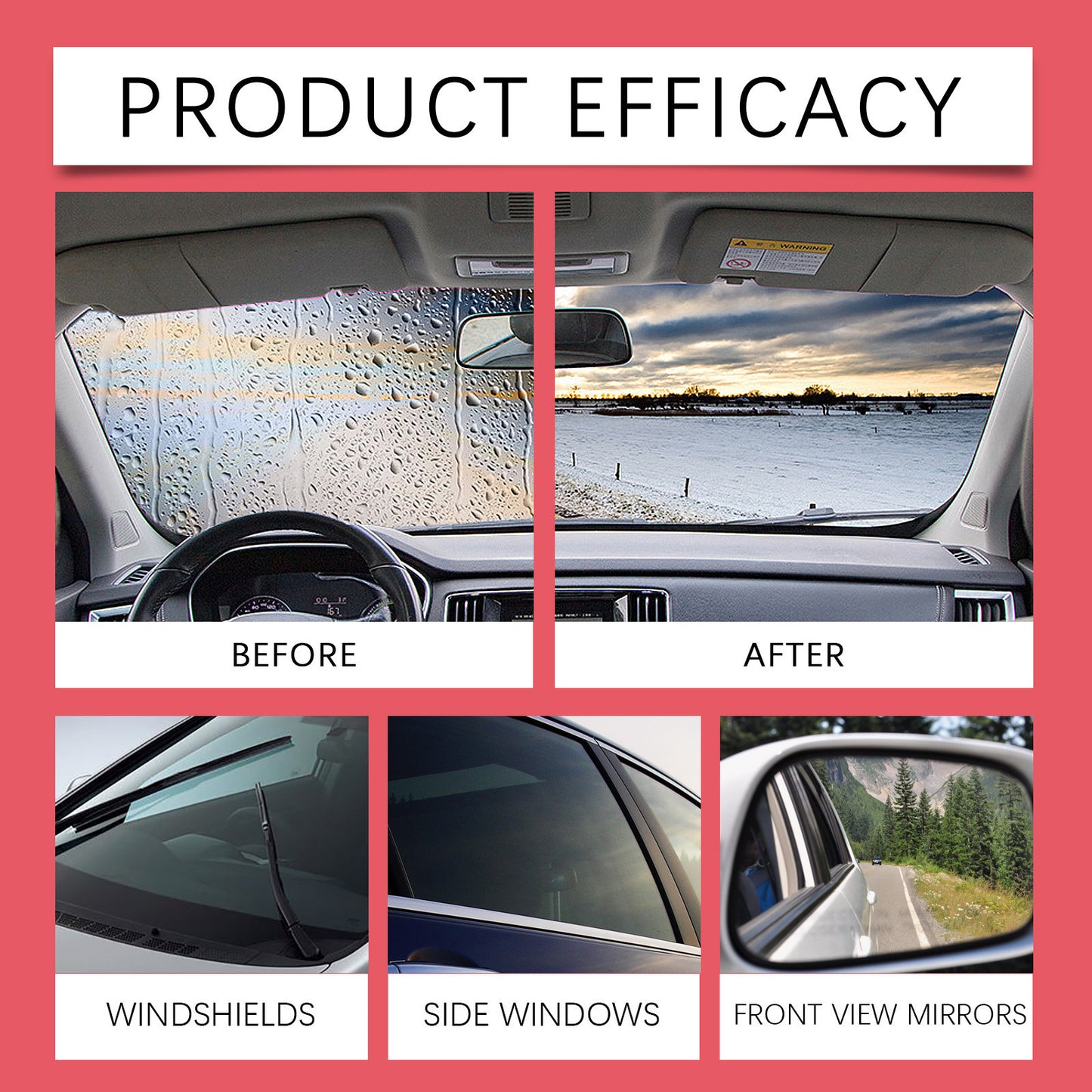 Car Glass Cleaner with Reusable Brush & Foam