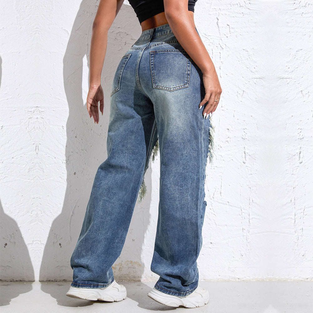 Light-Wash High-Rise Wide-Leg Jeans