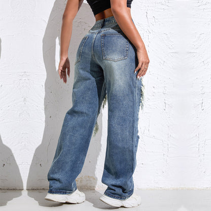 Light-Wash High-Rise Wide-Leg Jeans
