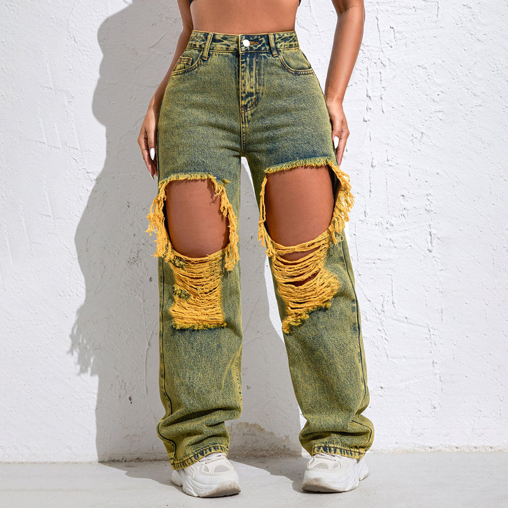 Light-Wash High-Rise Wide-Leg Jeans