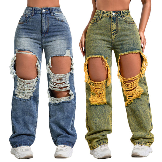 Light-Wash High-Rise Wide-Leg Jeans